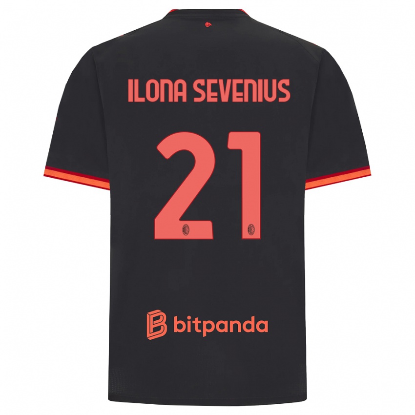 ילדים Oona Ilona Sevenius #21 שחור אדום ג'רזי קיט שלישי 2026/27 חולצה קצרה