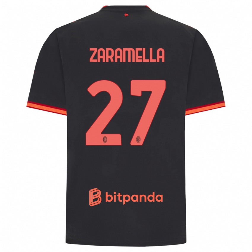 ילדים Mattia Zaramella #27 שחור אדום ג'רזי קיט שלישי 2026/27 חולצה קצרה