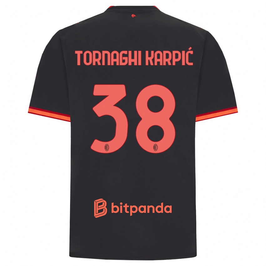 ילדים Lavinia Tornaghi Karpić #38 שחור אדום ג'רזי קיט שלישי 2026/27 חולצה קצרה
