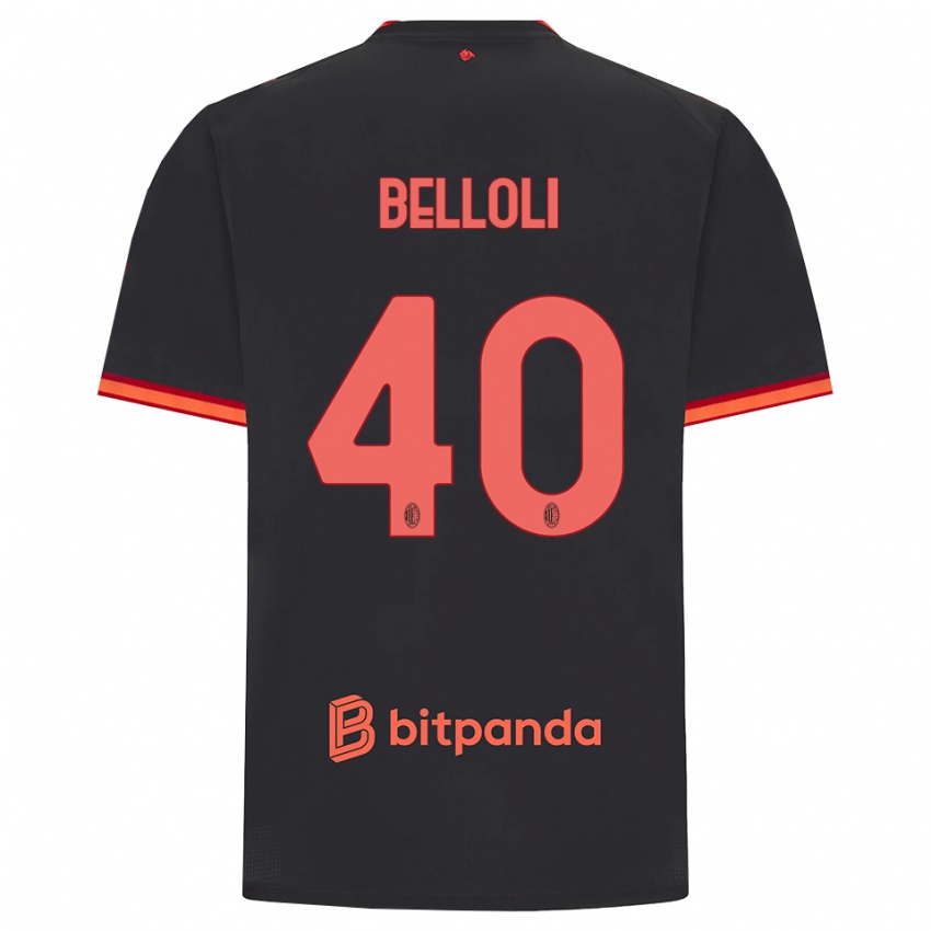 ילדים Sofia Belloli #40 שחור אדום ג'רזי קיט שלישי 2026/27 חולצה קצרה