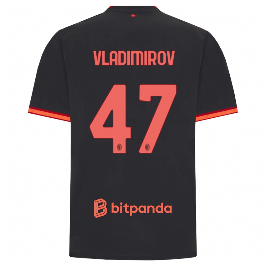 ילדים Valeri Vladimirov #47 שחור אדום ג'רזי קיט שלישי 2026/27 חולצה קצרה