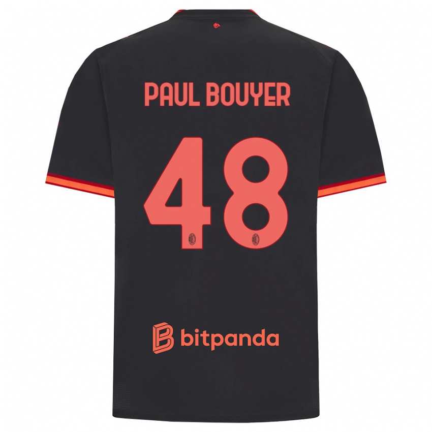 ילדים Léo Paul Bouyer #48 שחור אדום ג'רזי קיט שלישי 2026/27 חולצה קצרה