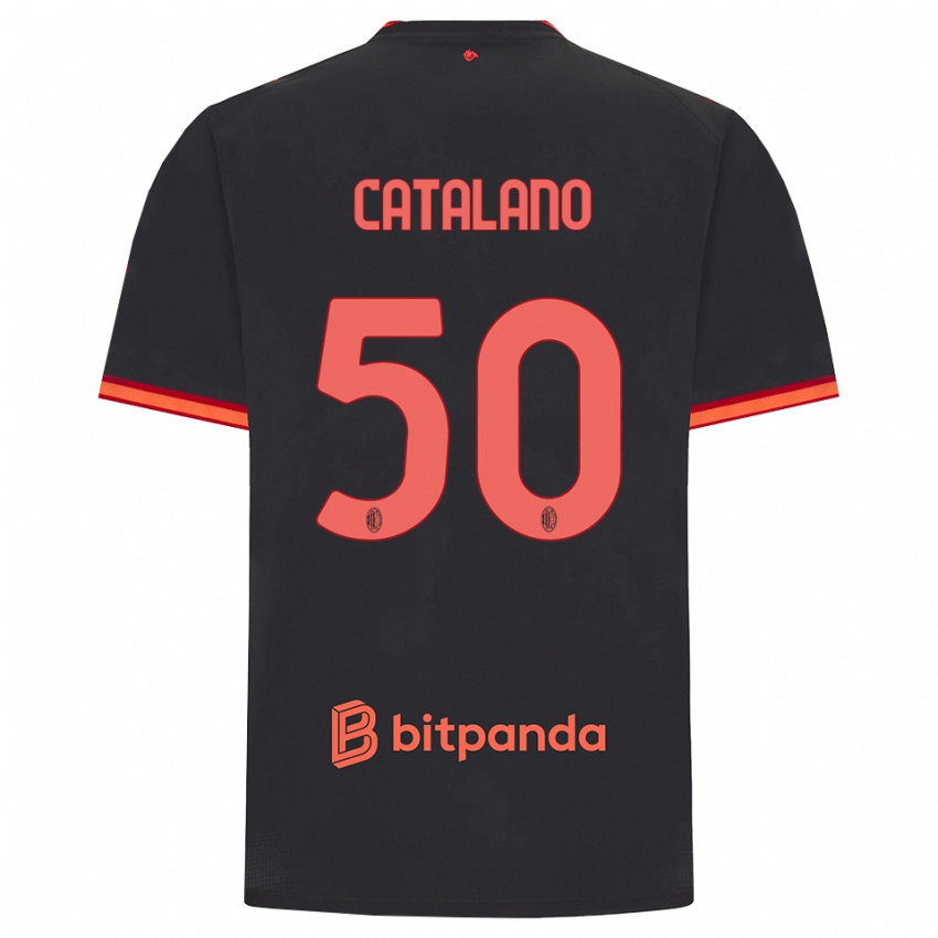 ילדים Alessio Catalano #50 שחור אדום ג'רזי קיט שלישי 2026/27 חולצה קצרה