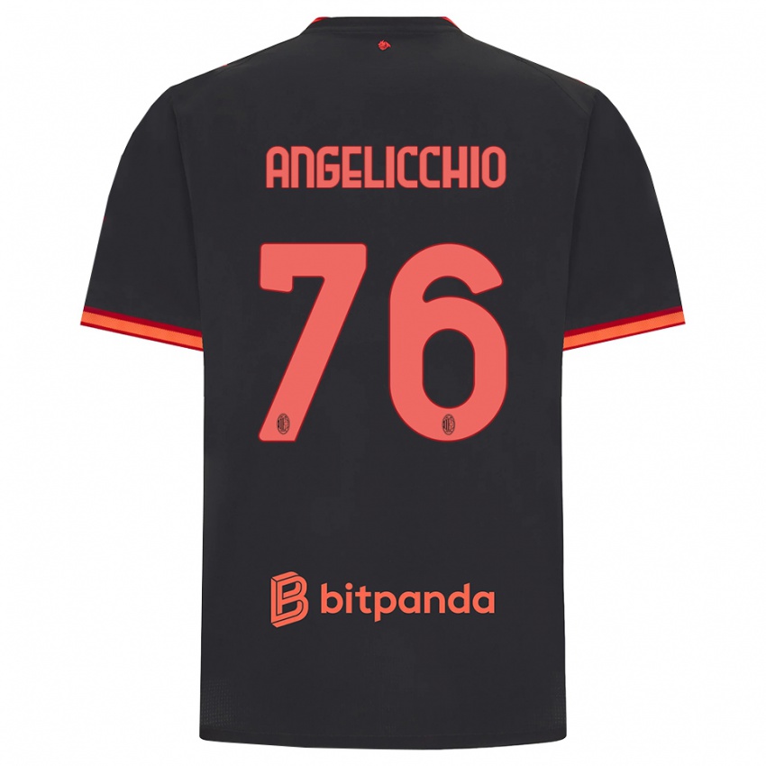 ילדים Mattia Angelicchio #76 שחור אדום ג'רזי קיט שלישי 2026/27 חולצה קצרה
