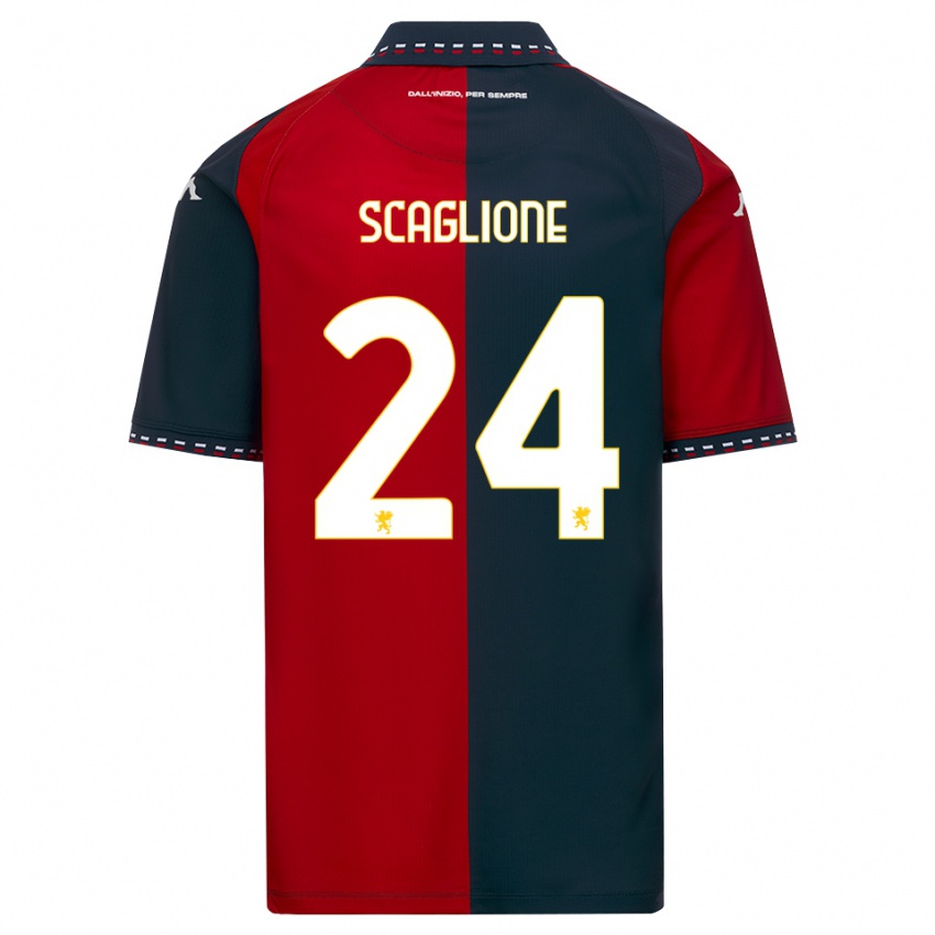 גברים Roberto Scaglione #24 אדום שחור לבן ג'רזי ביתית 2026/27 חולצה קצרה