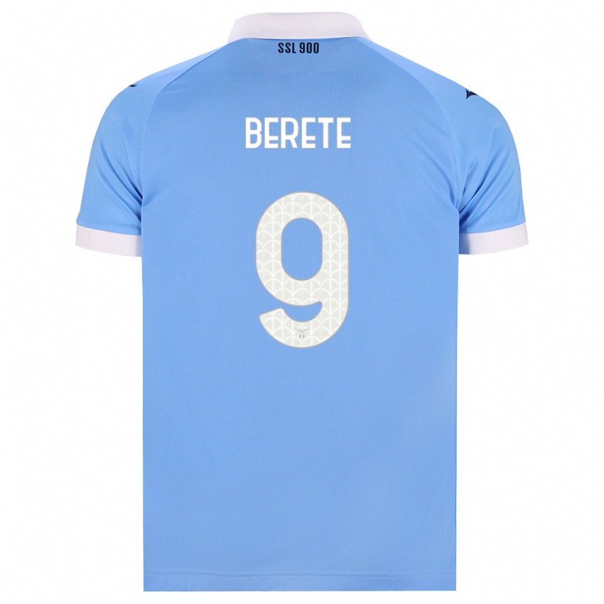 גברים Moustapha Berete #9 כחול שמיים שחור לבן ג'רזי ביתית 2026/27 חולצה קצרה