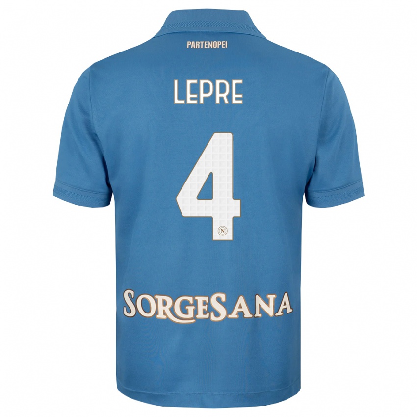 גברים Giuseppe Lepre #4 כחול ערפיח לבן ג'רזי ביתית 2026/27 חולצה קצרה