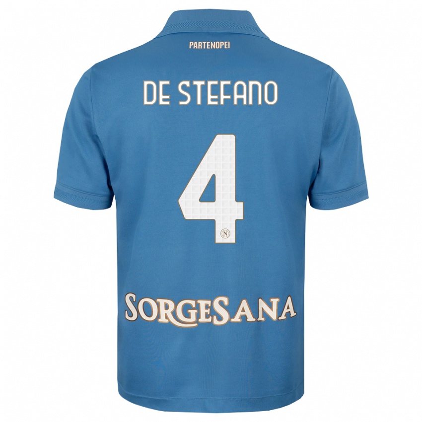 גברים Francesco De Stefano #4 כחול ערפיח לבן ג'רזי ביתית 2026/27 חולצה קצרה