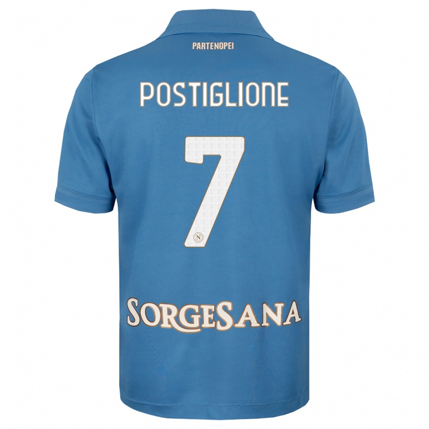 גברים Tommaso Postiglione #7 כחול ערפיח לבן ג'רזי ביתית 2026/27 חולצה קצרה