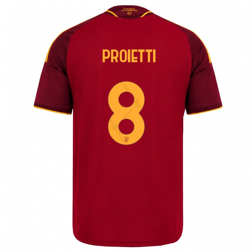 גברים Mauro Proietti #8 אדום זהוב צהוב ג'רזי ביתית 2026/27 חולצה קצרה