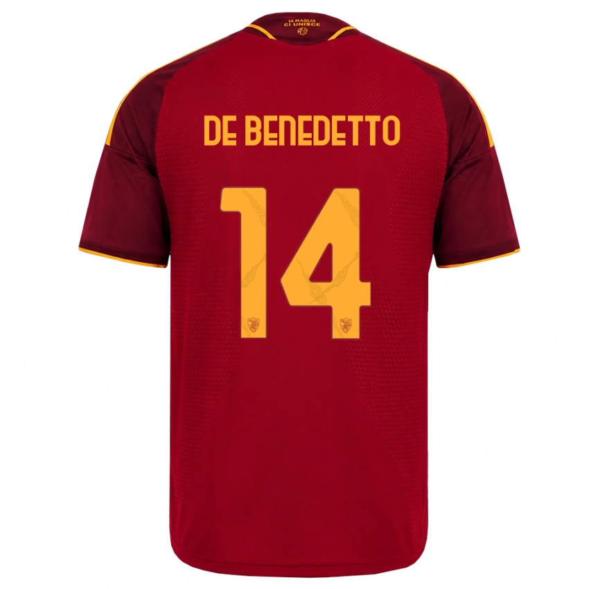 גברים Lorenzo De Benedetto #14 אדום זהוב צהוב ג'רזי ביתית 2026/27 חולצה קצרה