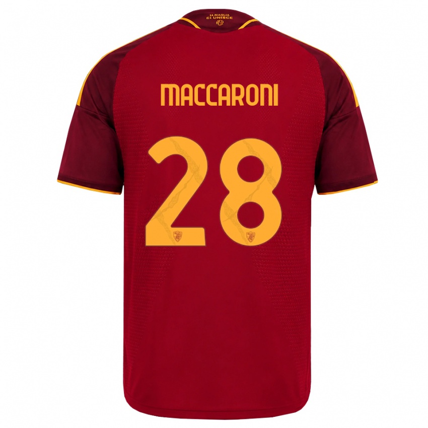 גברים Valerio Maccaroni #28 אדום זהוב צהוב ג'רזי ביתית 2026/27 חולצה קצרה