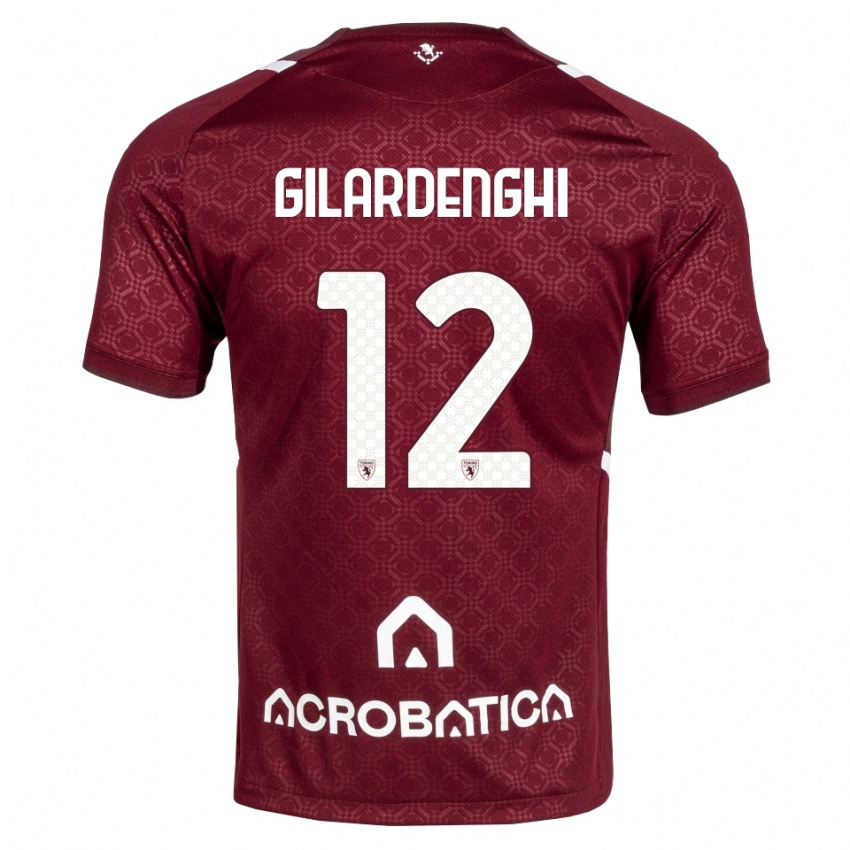 גברים Riccardo Gilardenghi #12 בורדו לבן ג'רזי ביתית 2026/27 חולצה קצרה