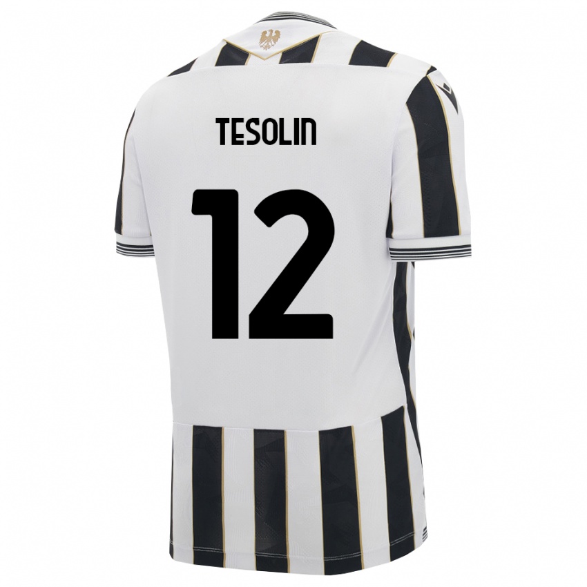 גברים Matteo Tesolin #12 שחור לבן ורוד ג'רזי ביתית 2026/27 חולצה קצרה