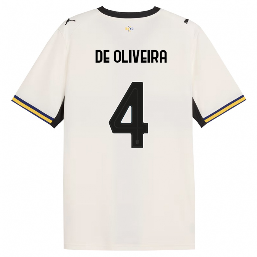 גברים Luca De Oliveira #4 לבן מבריק שחור צהוב ג'רזי ביתית 2026/27 חולצה קצרה