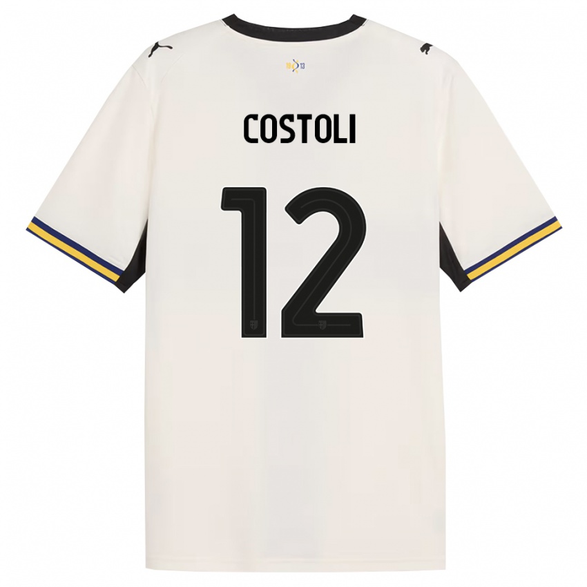 גברים Luca Costoli #12 לבן מבריק שחור צהוב ג'רזי ביתית 2026/27 חולצה קצרה