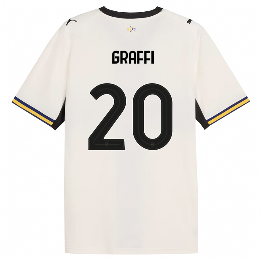 גברים Jacopo Graffi #20 לבן מבריק שחור צהוב ג'רזי ביתית 2026/27 חולצה קצרה