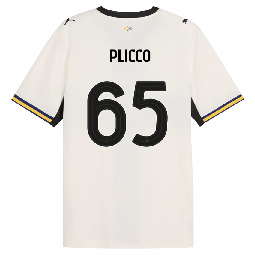 גברים Elia Plicco #65 לבן מבריק שחור צהוב ג'רזי ביתית 2026/27 חולצה קצרה