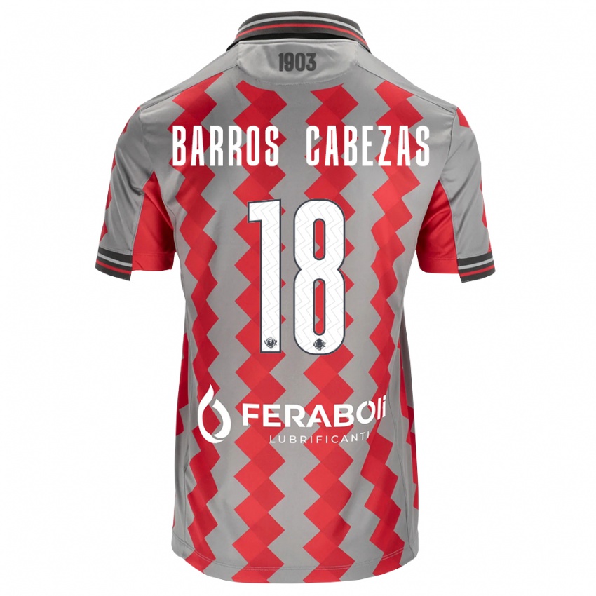 גברים Ronie Barros Cabezas #18 אפור אדום לבן ג'רזי ביתית 2026/27 חולצה קצרה
