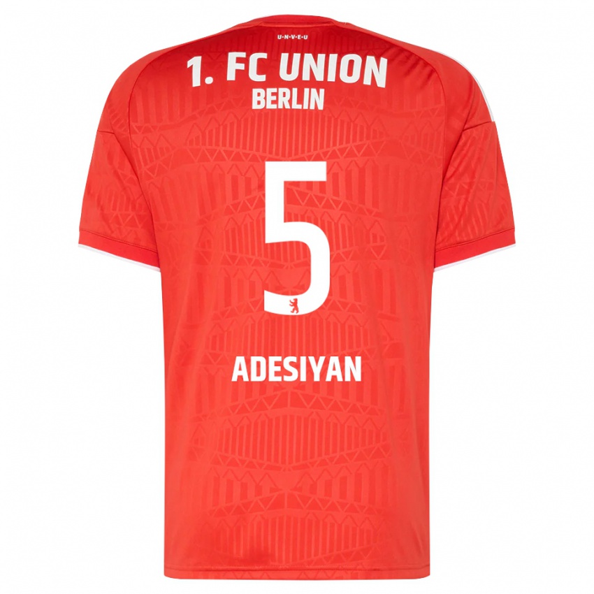 גברים Olufemi Adesiyan #5 אדום לבן ג'רזי ביתית 2026/27 חולצה קצרה