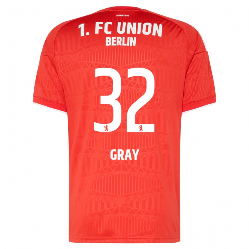 גברים Mekhi Gray #32 אדום לבן ג'רזי ביתית 2026/27 חולצה קצרה