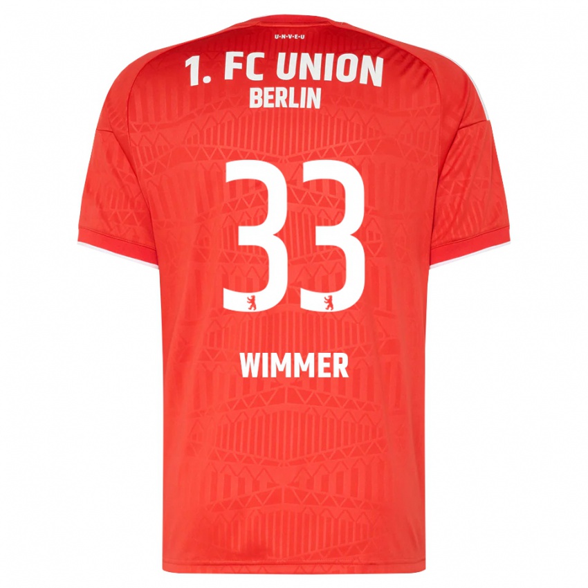 גברים Pauline Wimmer #33 אדום לבן ג'רזי ביתית 2026/27 חולצה קצרה