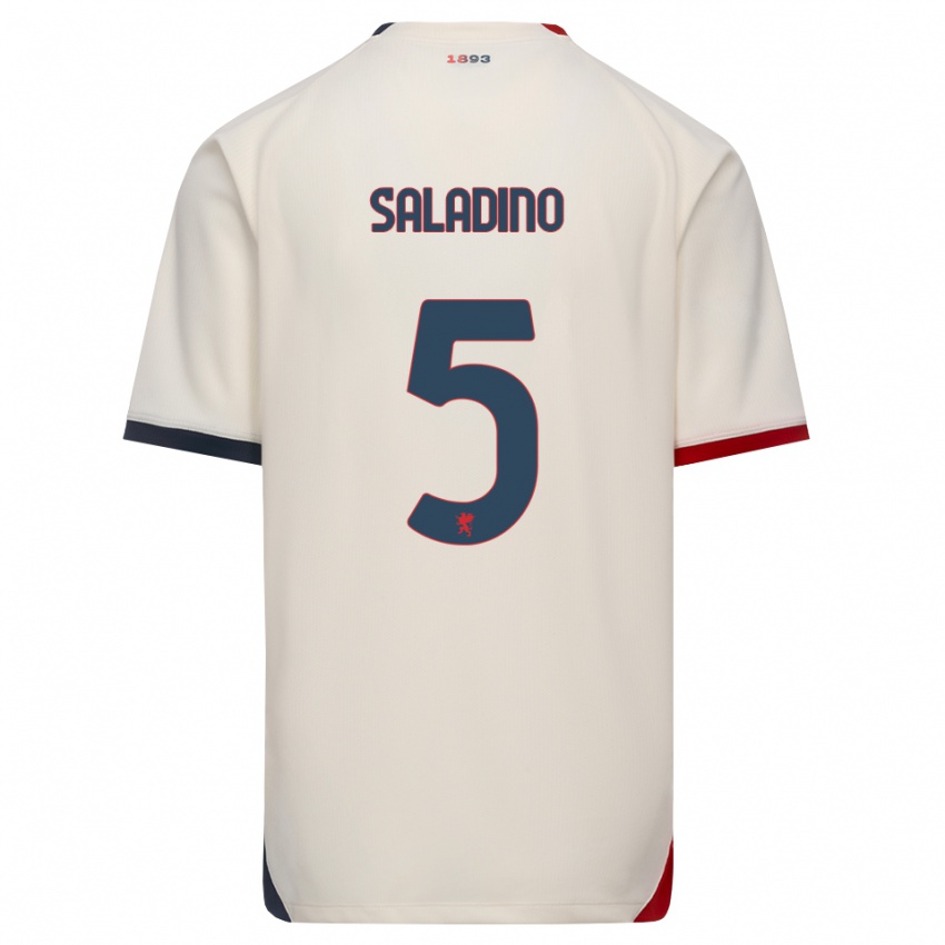 גברים Luca Saladino #5 לבן מבריק אדום הרחק ג'רזי 2026/27 חולצה קצרה