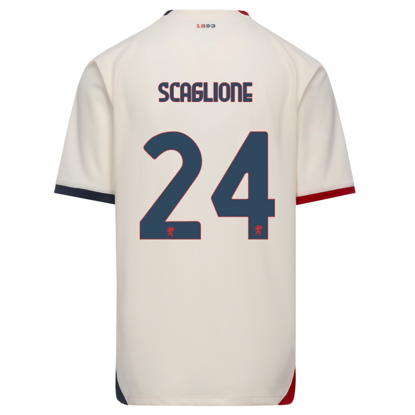 גברים Roberto Scaglione #24 לבן מבריק אדום הרחק ג'רזי 2026/27 חולצה קצרה