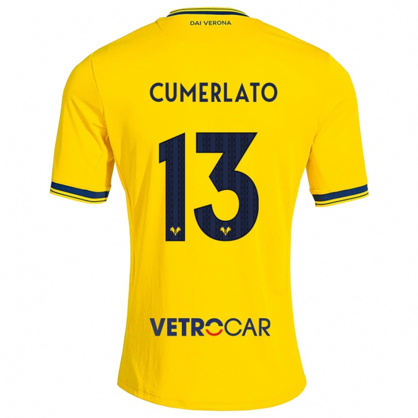 גברים Pietro Cumerlato #13 צהוב אדום הרחק ג'רזי 2026/27 חולצה קצרה
