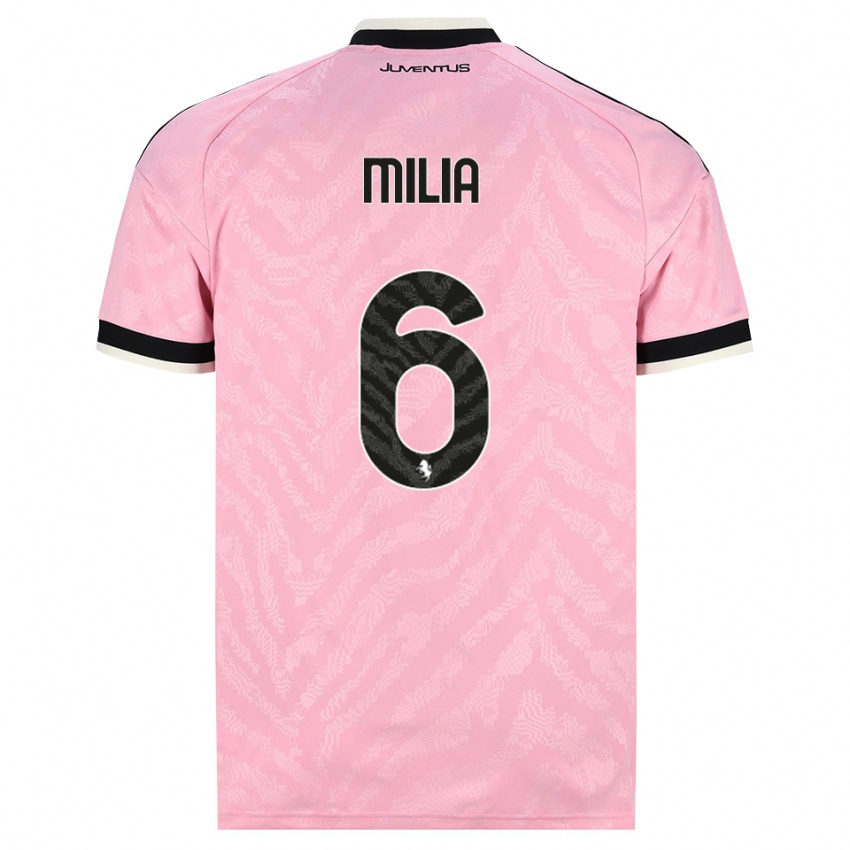 גברים Nicolò Milia #6 ורוד שחור הרחק ג'רזי 2026/27 חולצה קצרה