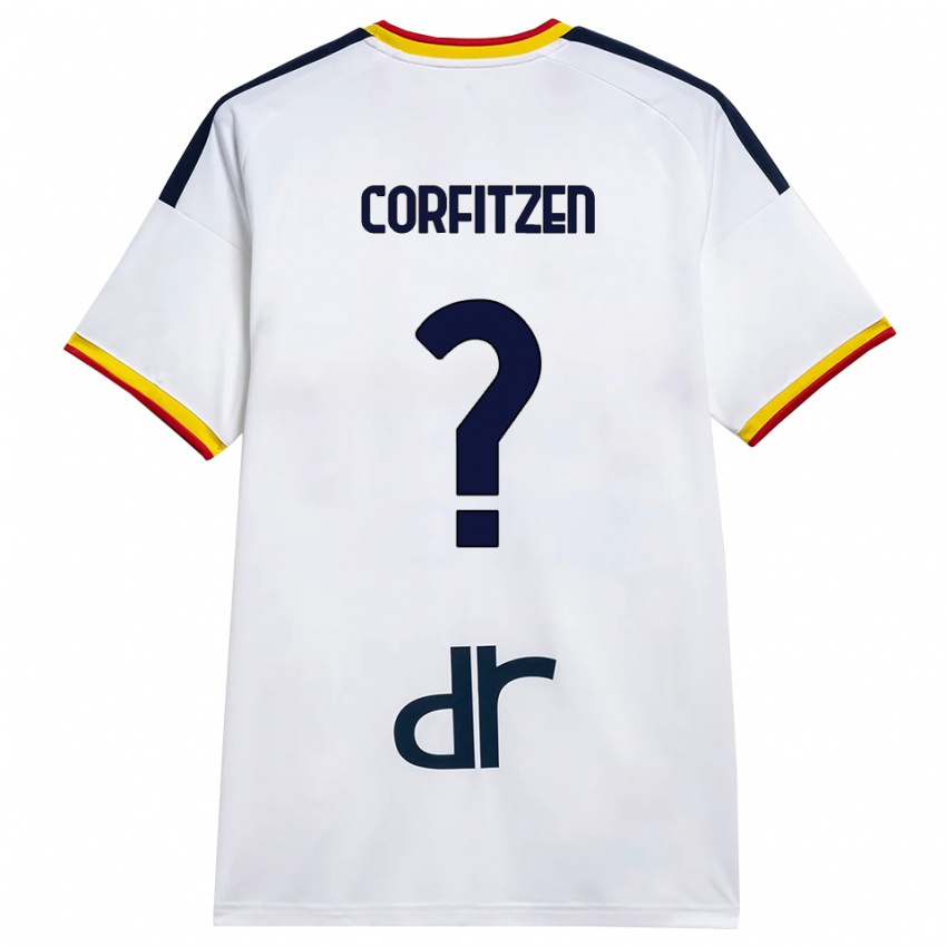 גברים Jeppe Corfitzen #0 לבן צהוב אדום הרחק ג'רזי 2026/27 חולצה קצרה