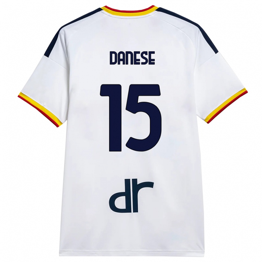 גברים Tommaso Danese #15 לבן צהוב אדום הרחק ג'רזי 2026/27 חולצה קצרה