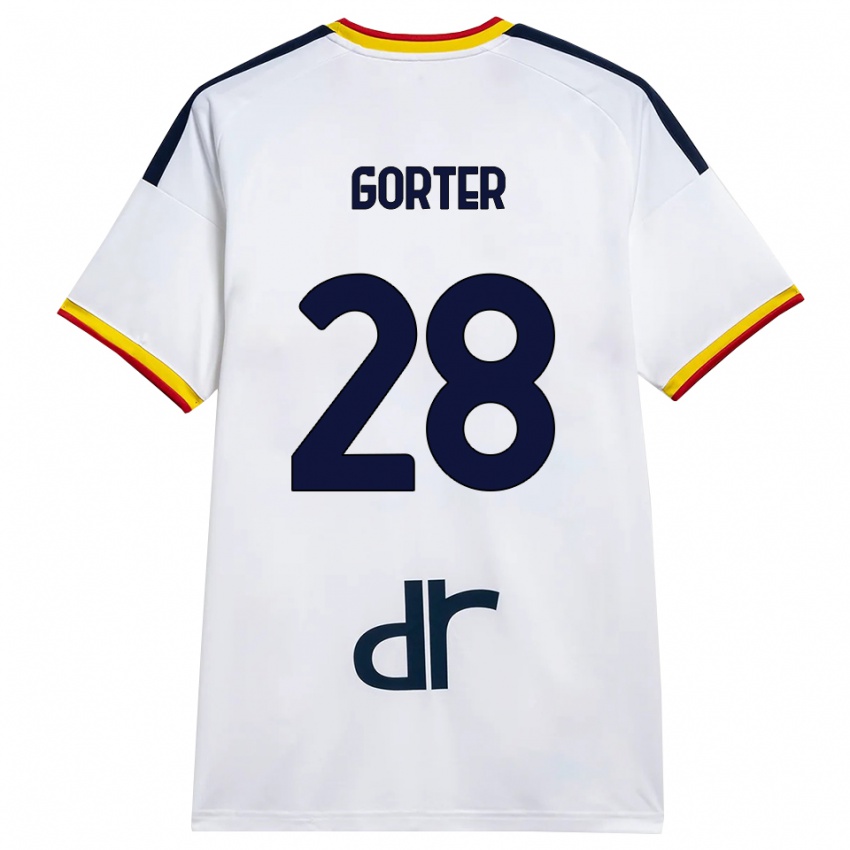 גברים Olaf Gorter #28 לבן צהוב אדום הרחק ג'רזי 2026/27 חולצה קצרה