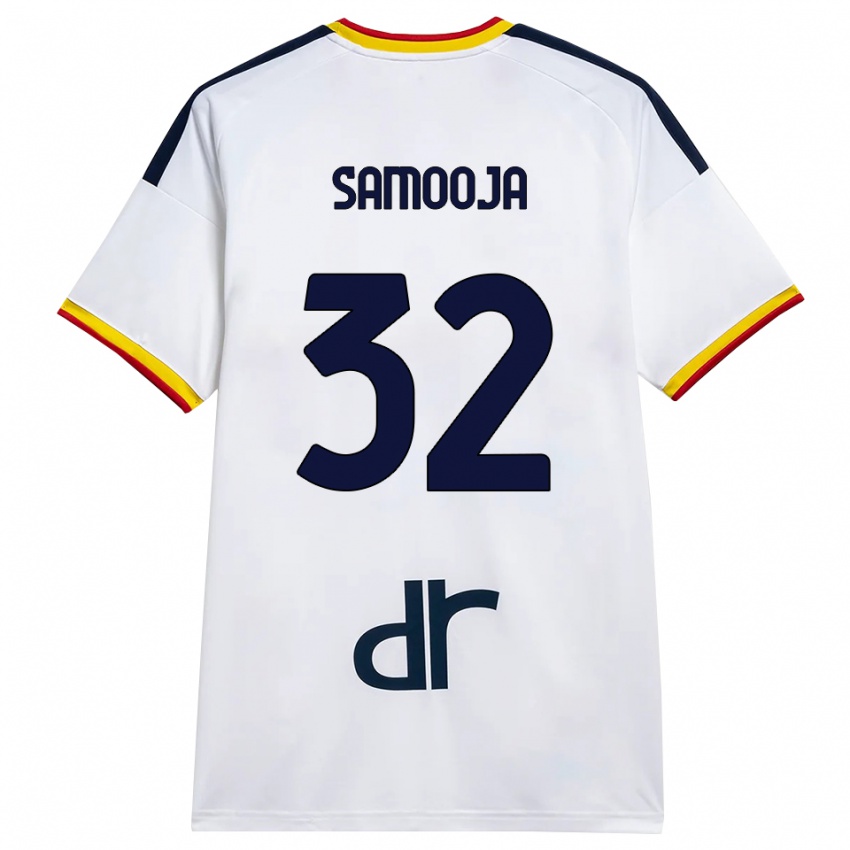 גברים Jasper Samooja #32 לבן צהוב אדום הרחק ג'רזי 2026/27 חולצה קצרה