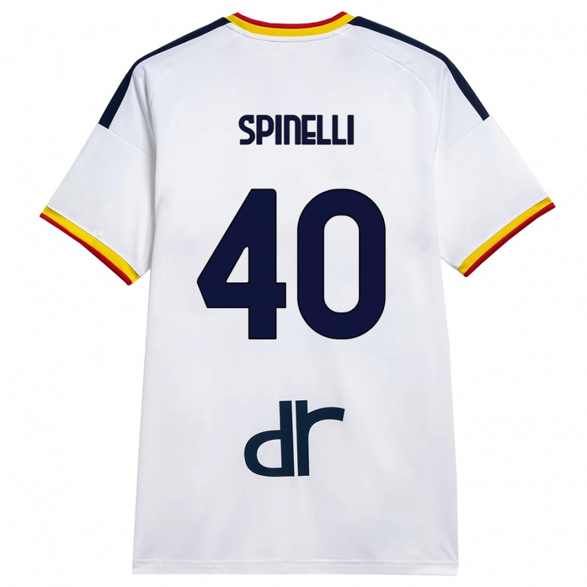 גברים Nicolò Spinelli #40 לבן צהוב אדום הרחק ג'רזי 2026/27 חולצה קצרה