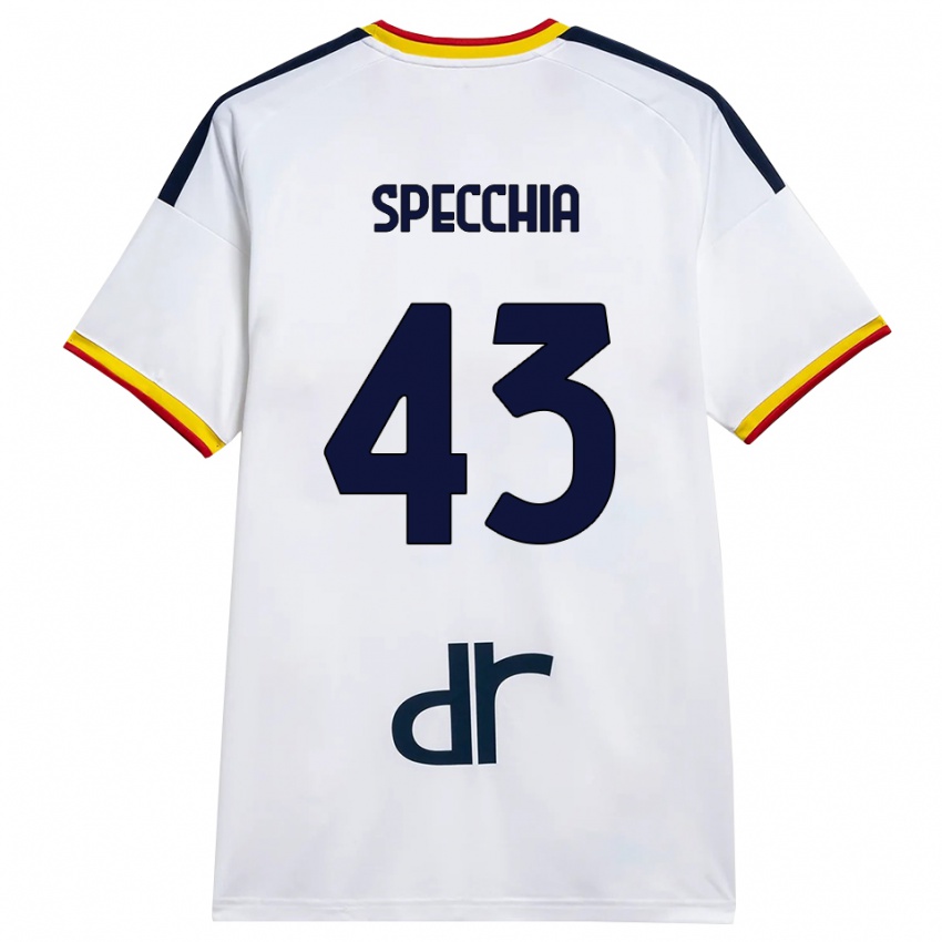 גברים Marco Specchia #43 לבן צהוב אדום הרחק ג'רזי 2026/27 חולצה קצרה