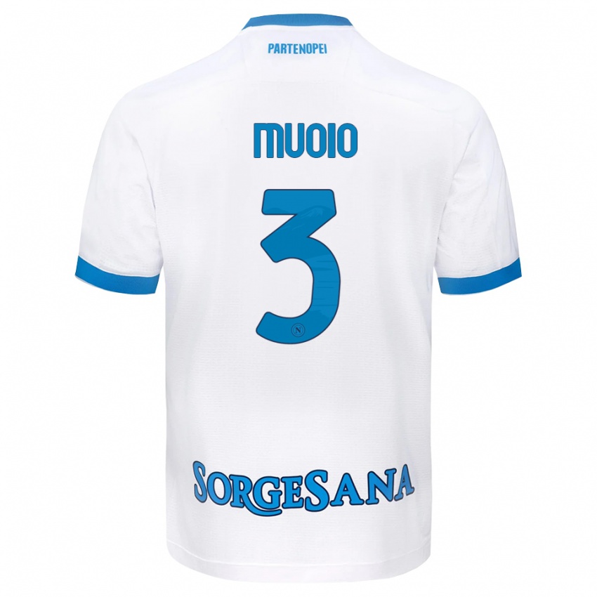 גברים Gabriele Muoio #3 לבן כחול שמיים הרחק ג'רזי 2026/27 חולצה קצרה