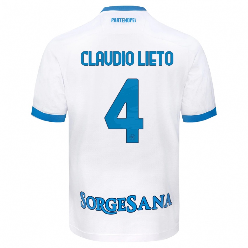 גברים Claudio Lieto #4 לבן כחול שמיים הרחק ג'רזי 2026/27 חולצה קצרה