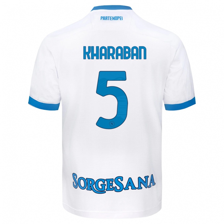 גברים Vitaliy Kharaban #5 לבן כחול שמיים הרחק ג'רזי 2026/27 חולצה קצרה