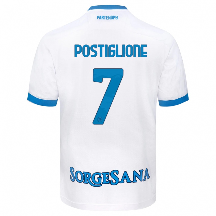 גברים Tommaso Postiglione #7 לבן כחול שמיים הרחק ג'רזי 2026/27 חולצה קצרה