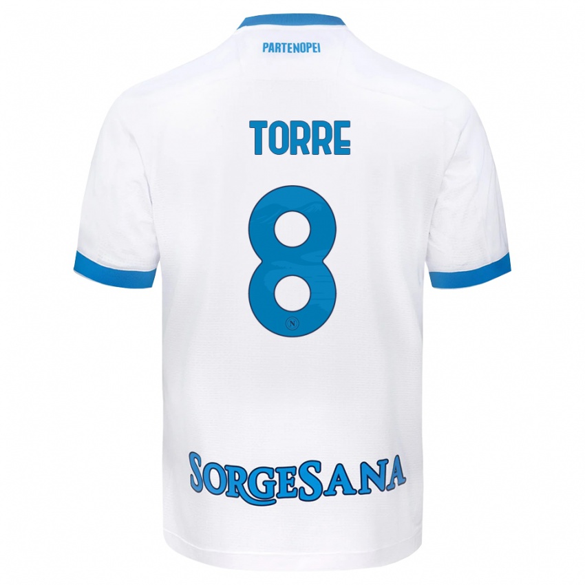 גברים Christian Torre #8 לבן כחול שמיים הרחק ג'רזי 2026/27 חולצה קצרה