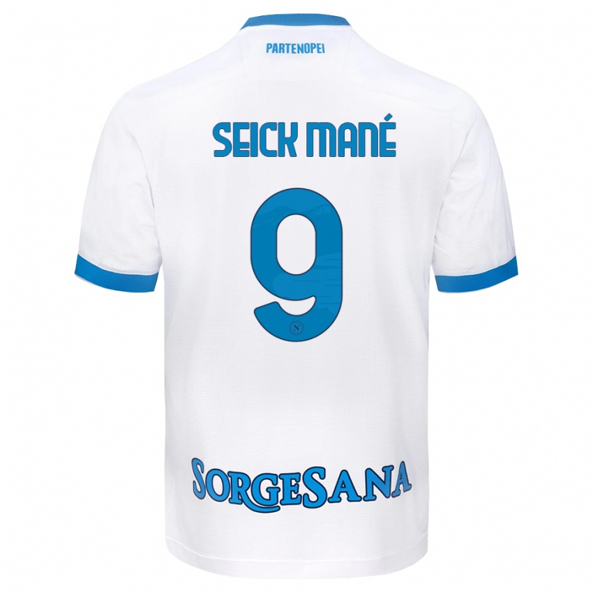 גברים Mohamed Seick Mané #9 לבן כחול שמיים הרחק ג'רזי 2026/27 חולצה קצרה