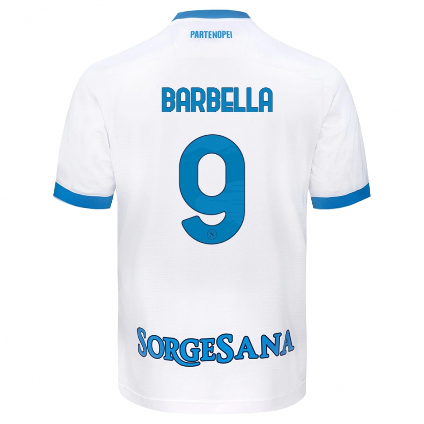 גברים Michele Barbella #9 לבן כחול שמיים הרחק ג'רזי 2026/27 חולצה קצרה