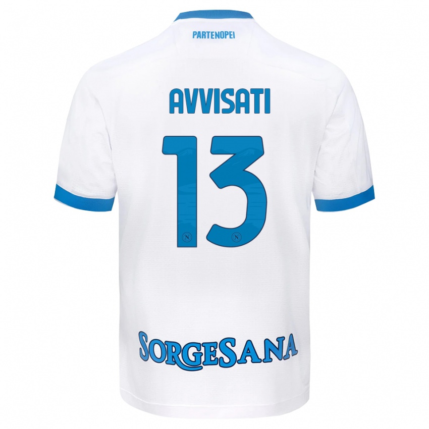 גברים Domenico Avvisati #13 לבן כחול שמיים הרחק ג'רזי 2026/27 חולצה קצרה