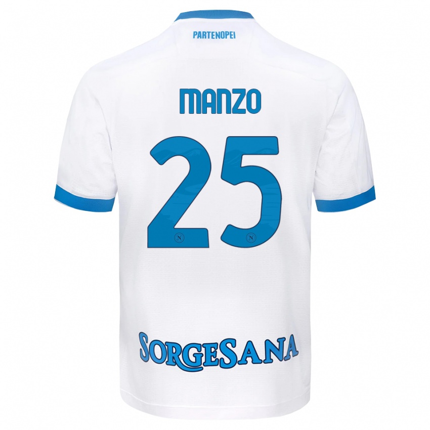 גברים Alessia Manzo #25 לבן כחול שמיים הרחק ג'רזי 2026/27 חולצה קצרה
