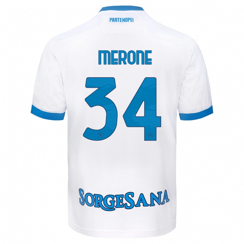 גברים Alessandro Merone #34 לבן כחול שמיים הרחק ג'רזי 2026/27 חולצה קצרה