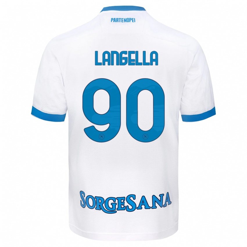גברים Gabriella Langella #90 לבן כחול שמיים הרחק ג'רזי 2026/27 חולצה קצרה