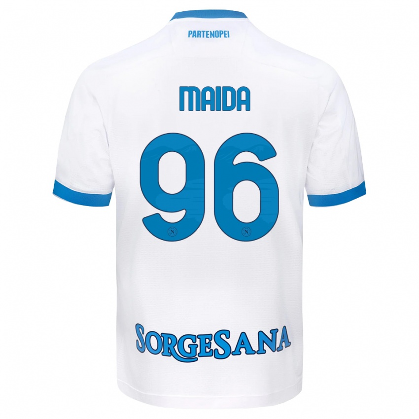 גברים Giuseppe Maida #96 לבן כחול שמיים הרחק ג'רזי 2026/27 חולצה קצרה