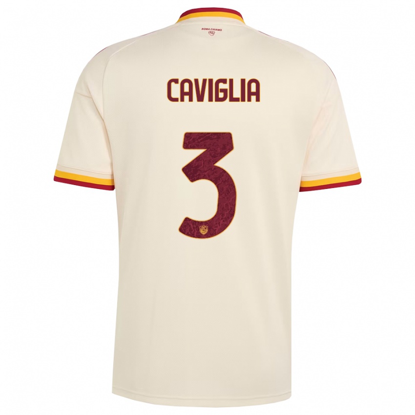 גברים Manuel Caviglia #3 שמפניה אדום צהוב הרחק ג'רזי 2026/27 חולצה קצרה