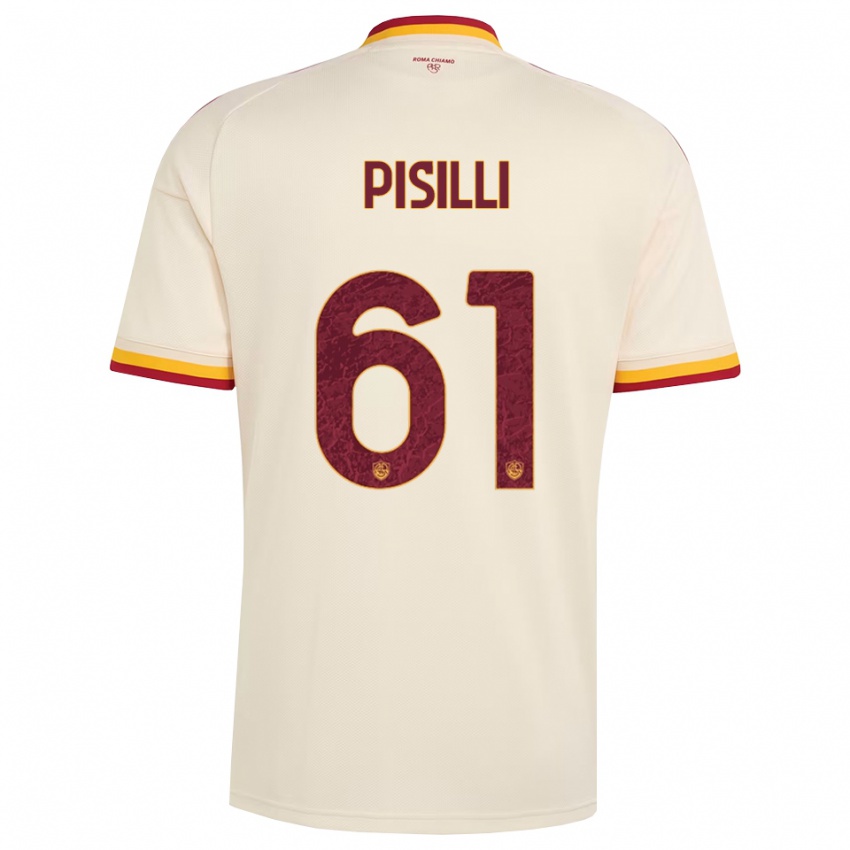 גברים Niccolo Pisilli #61 שמפניה אדום צהוב הרחק ג'רזי 2026/27 חולצה קצרה